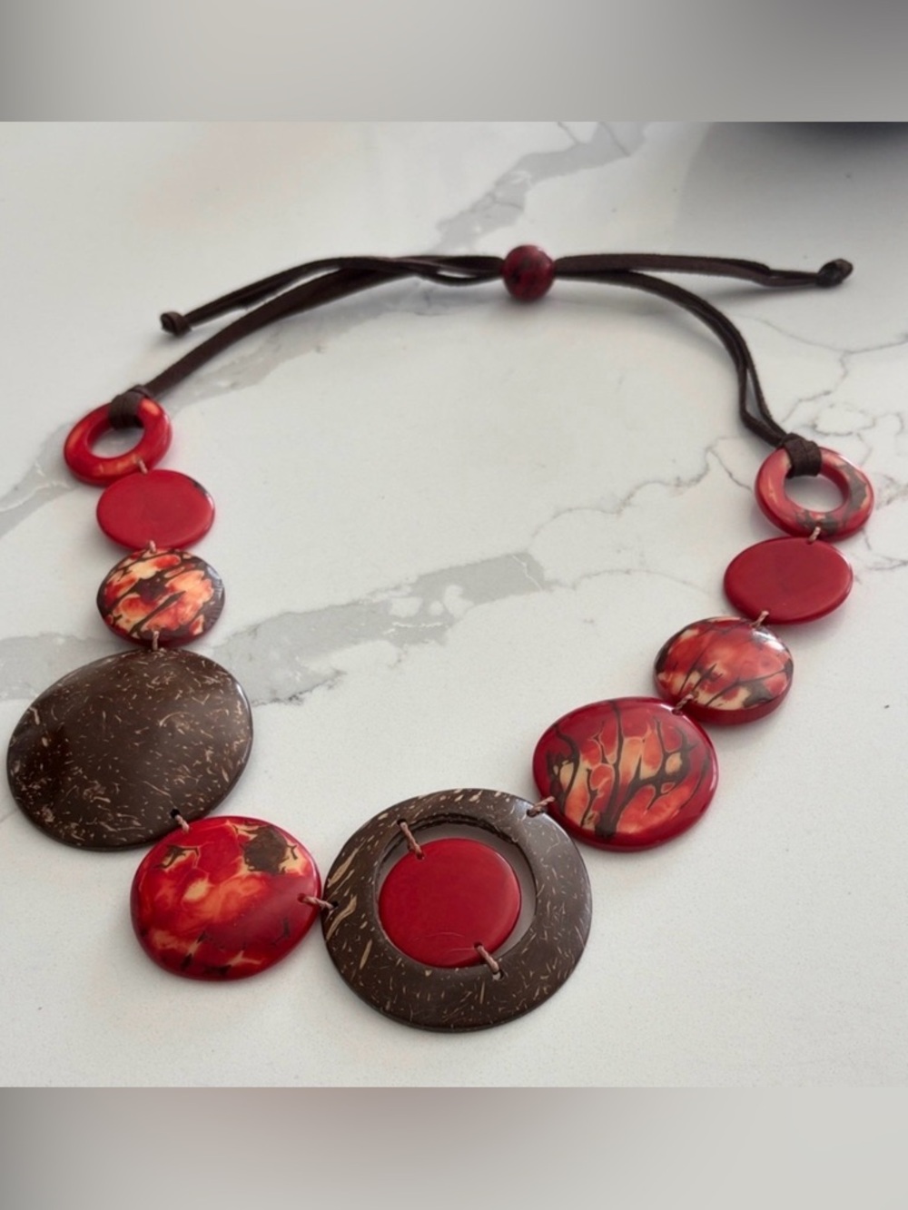 Tropical Hibiscus Tagua Statement Necklace NWOT